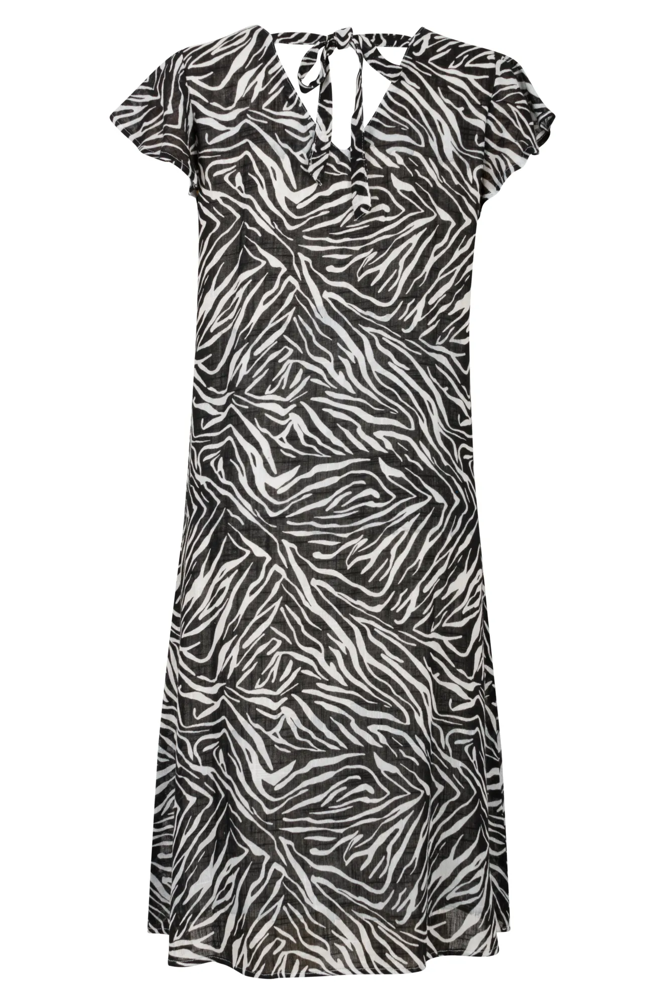 100% Printed Cotton Dress | BLACK IVORY ABST | 6279AR