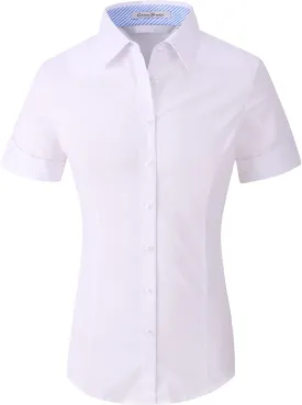 Alex Vando Womens Dress Shirts Wrinkle Free Solid Color Stretch Work Shirt