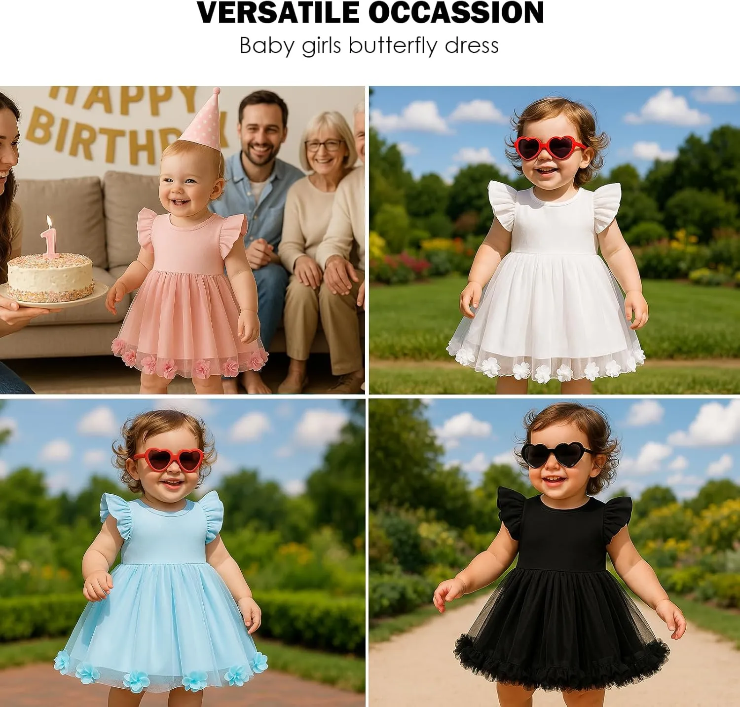 Baby Girl Butterfly Dress Tutu Ruffle Sleeveless Dresses Photograph Party Outfits Birthday Gift