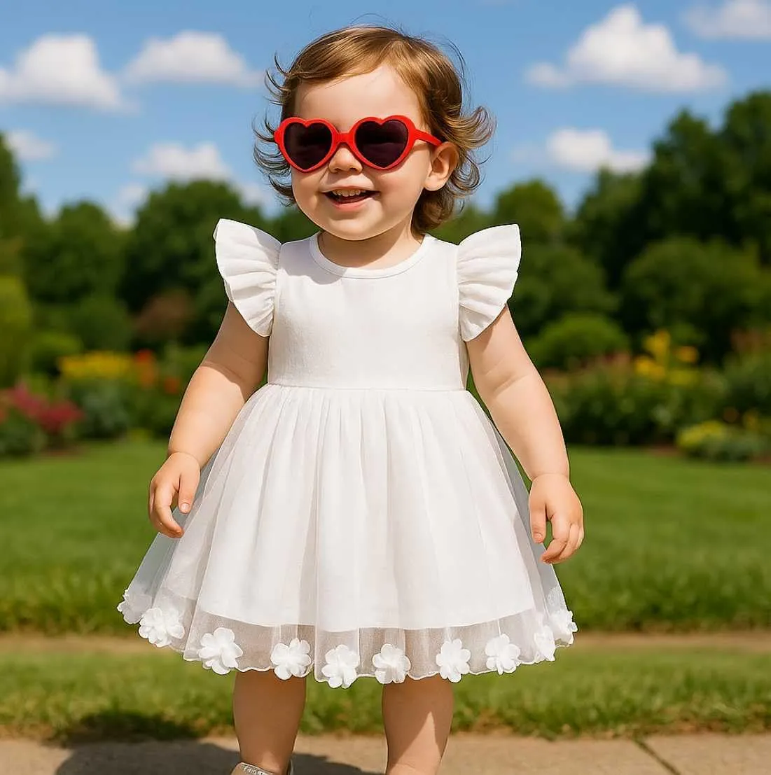 Baby Girl Butterfly Dress Tutu Ruffle Sleeveless Dresses Photograph Party Outfits Birthday Gift