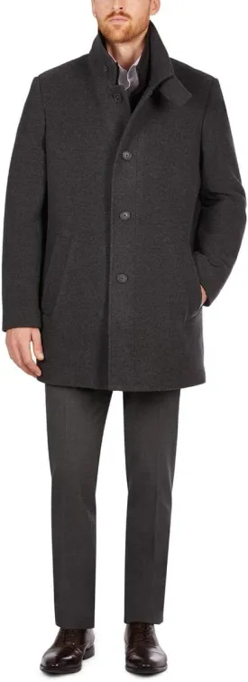 Calvin Klein Mens Modern Style Overcoat with Cold Weather Features Charcoal