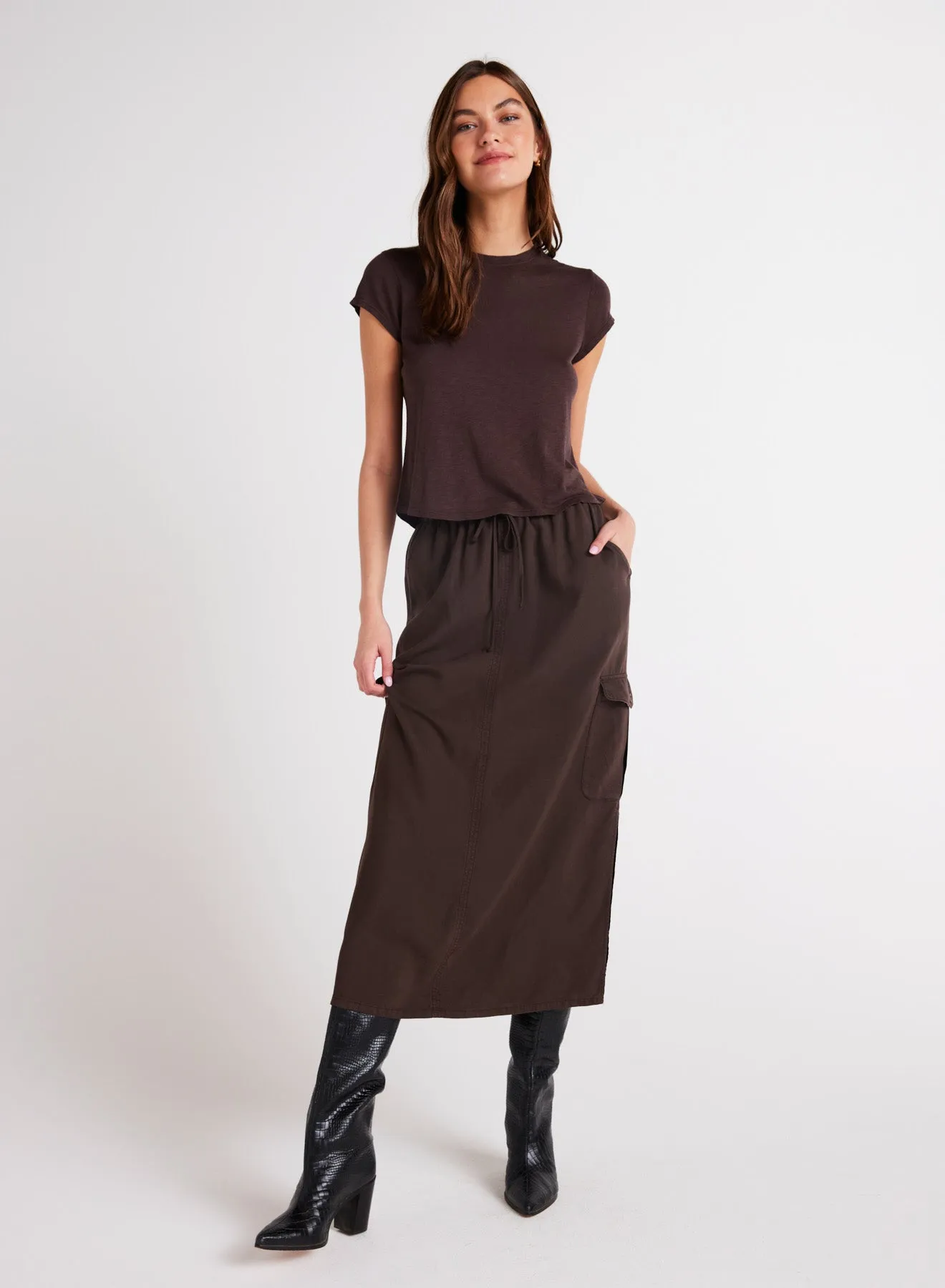 Cargo Midi Skirt - Chestnut Brown
