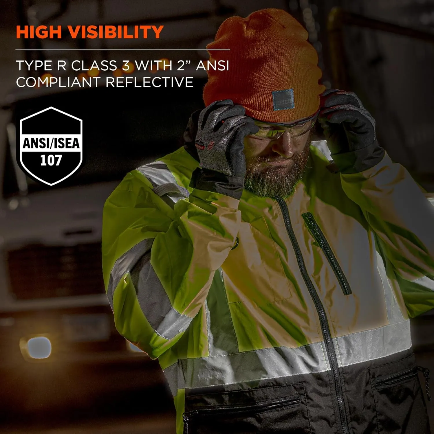Ergodyne GloWear 8351 Windbreaker Jacket, Hi Visibility Reflective Jackets, Type R, Class 3
