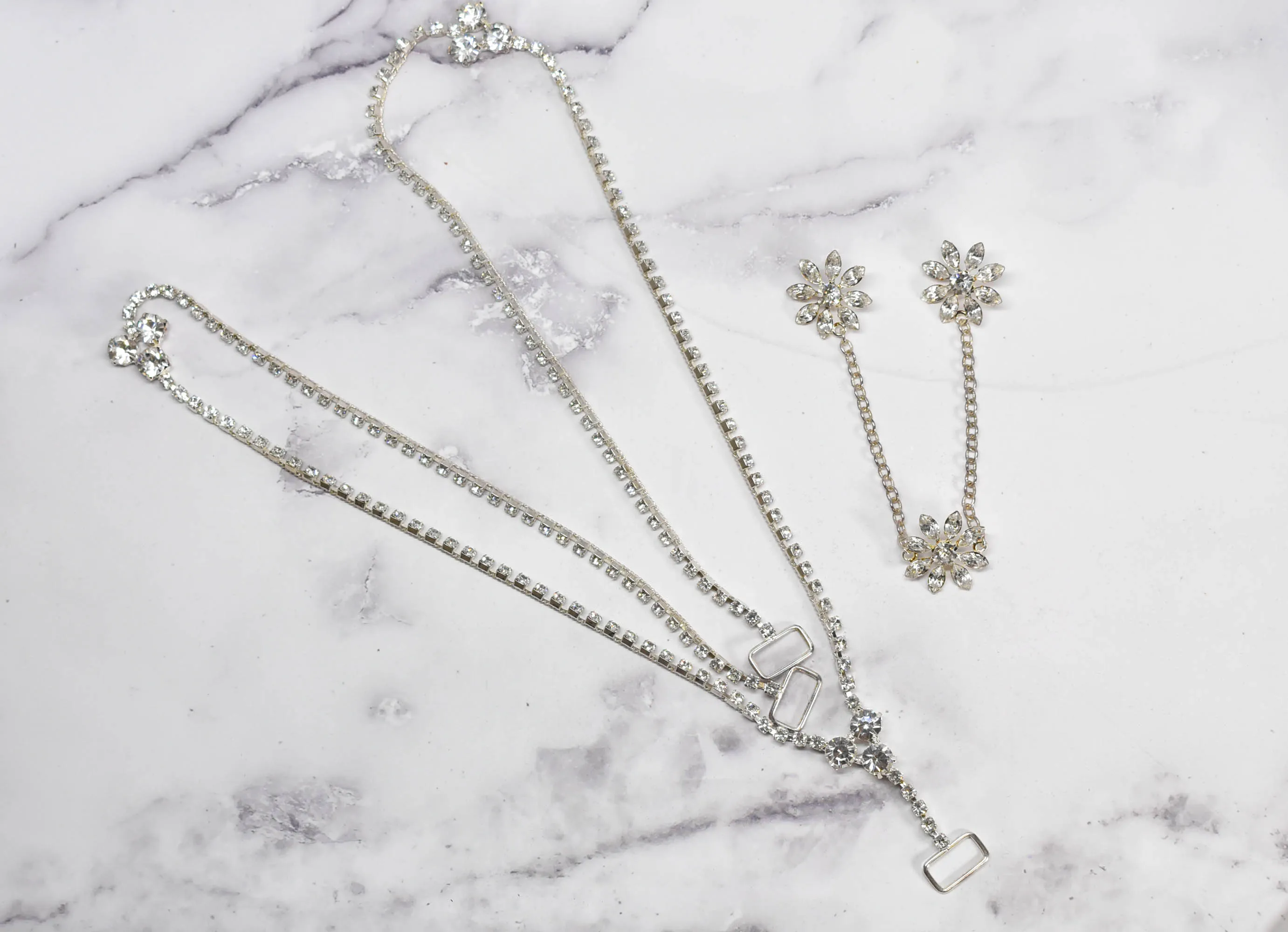 Floral Rhinestone Connector Buckle