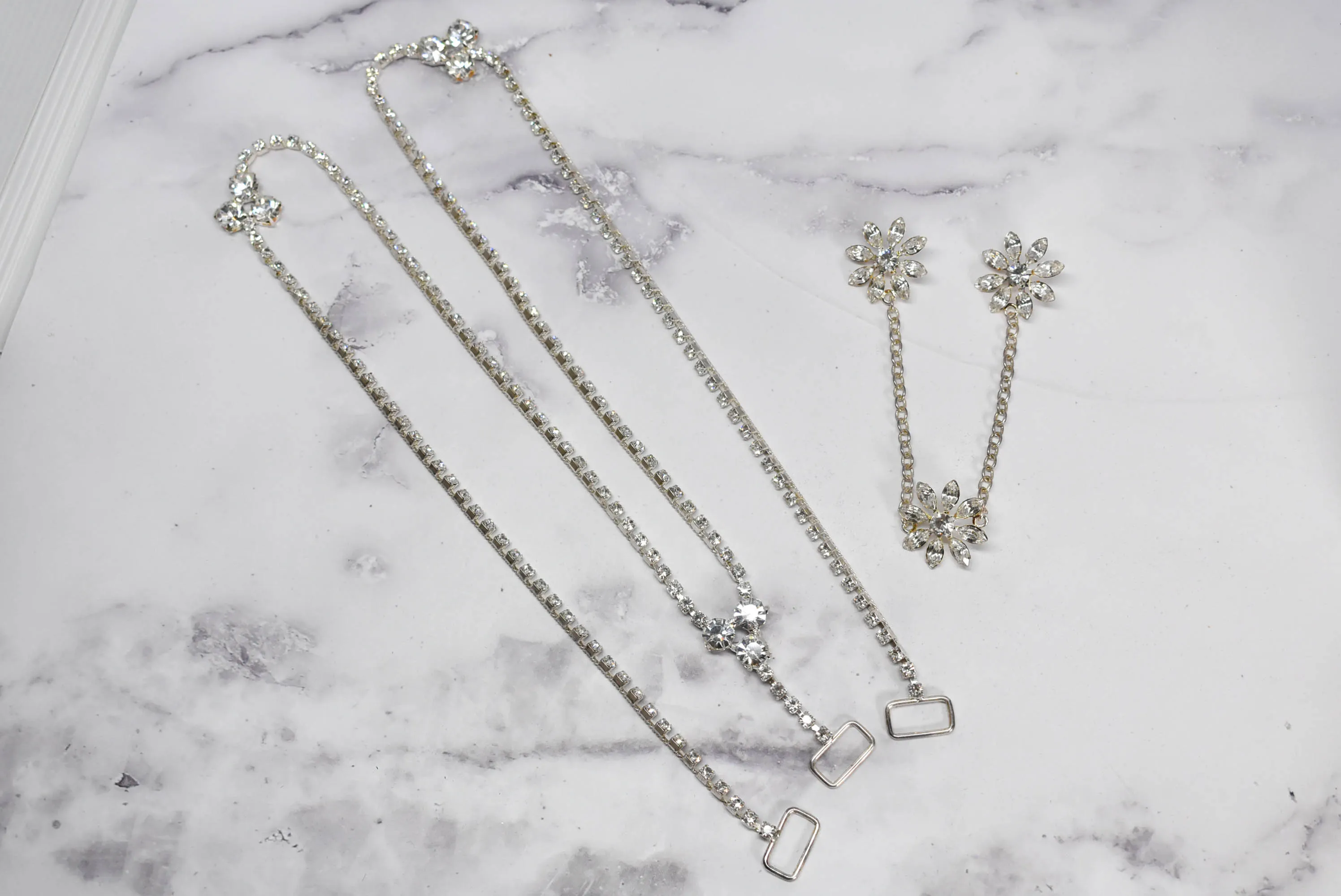 Floral Rhinestone Connector Buckle