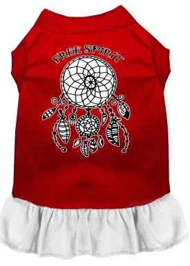 Free Spirit Screen Print Dog Dress Red With White Xxxl (20)