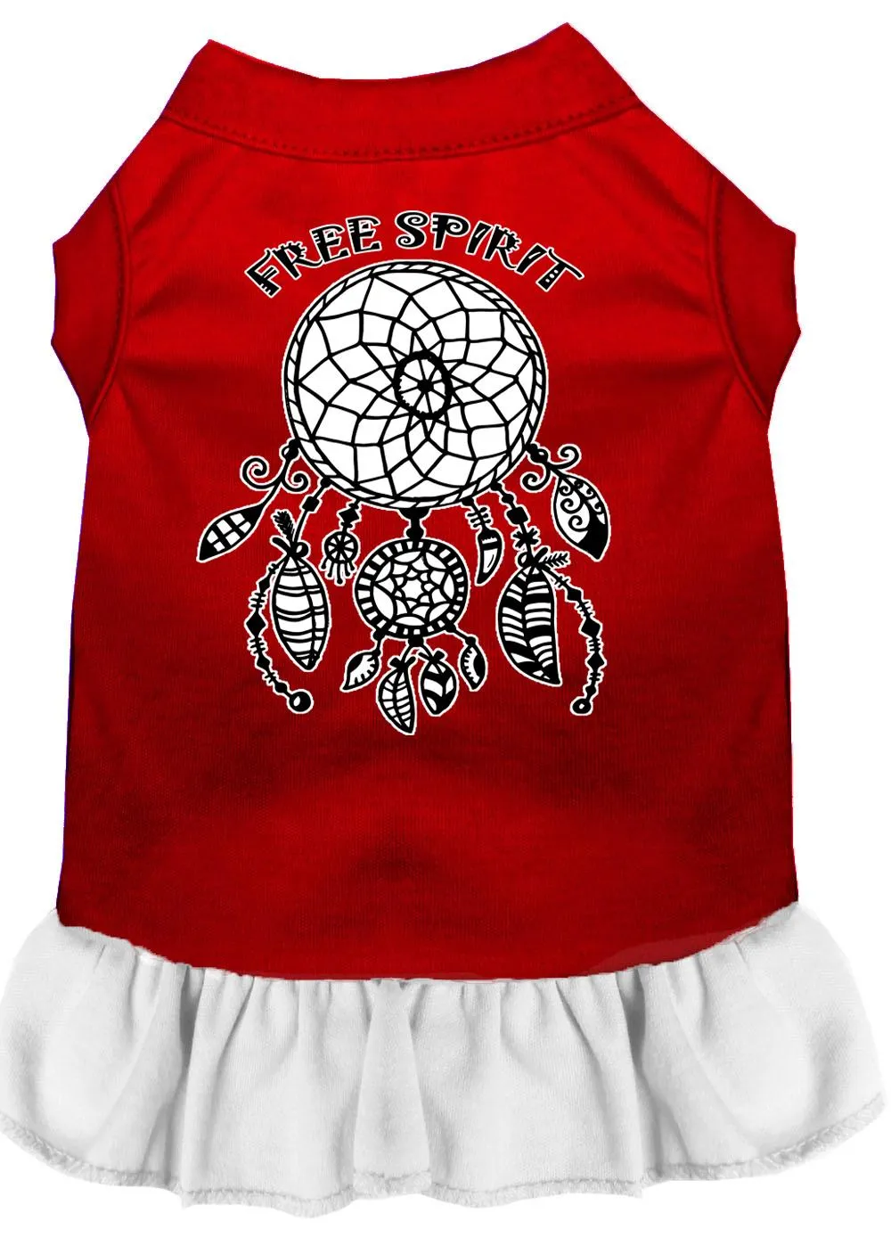 Free Spirit Screen Print Dog Dress Red With White Xxxl (20)