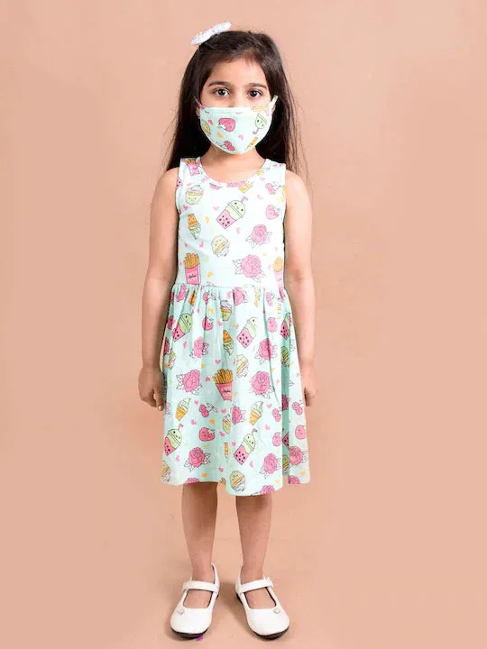 Green Pink Floral Dress