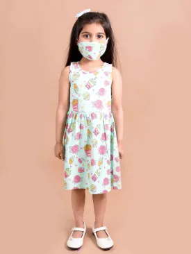 Green Pink Floral Dress