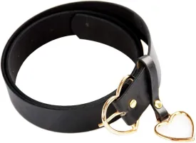 Heart Shape Belts Wide Black Leather Waist Belt Women Jeans Pants Dresses with Alloy Buckle