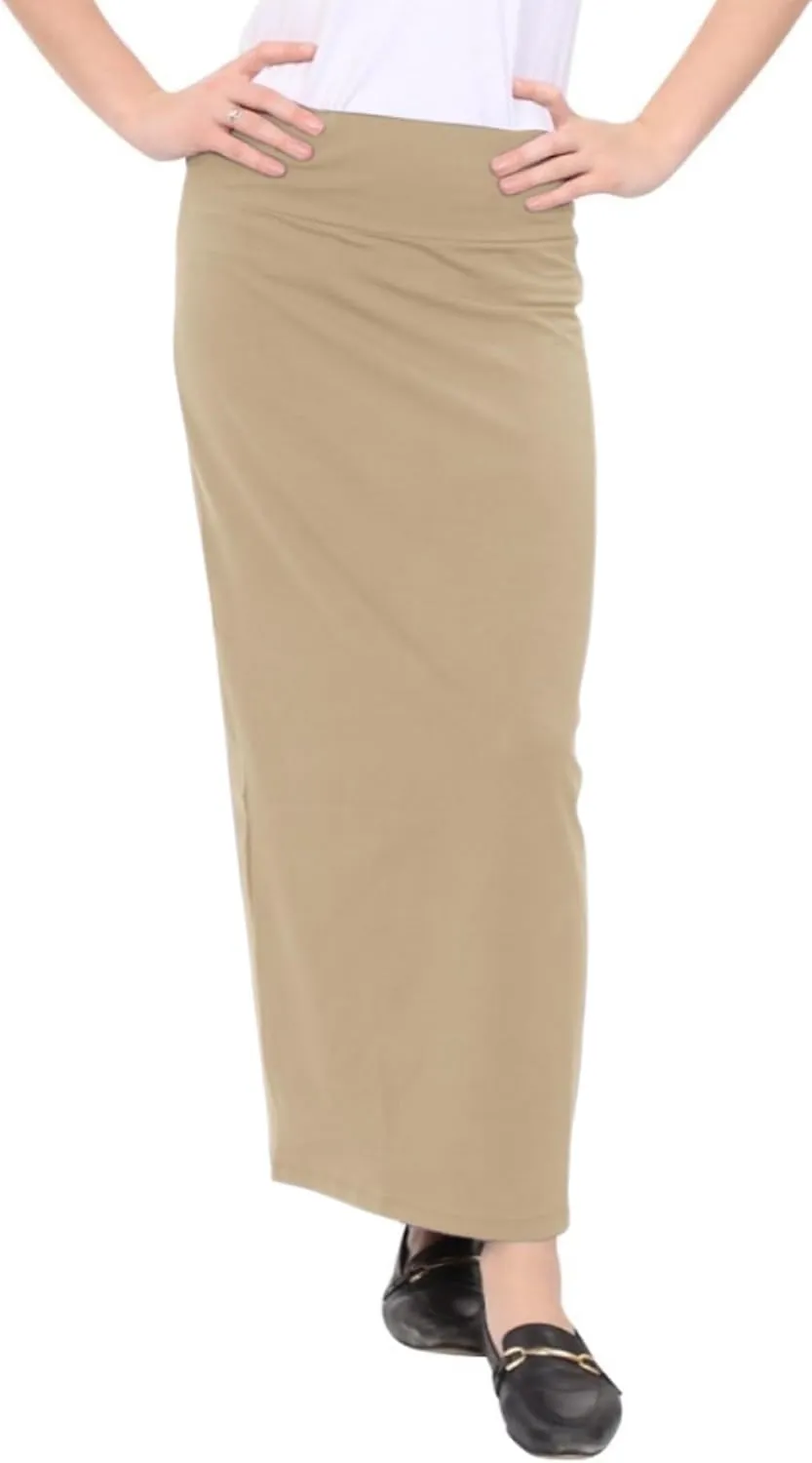 Kosher Casual Women's Modest Cotton Stretch Long Maxi Pencil Skirt