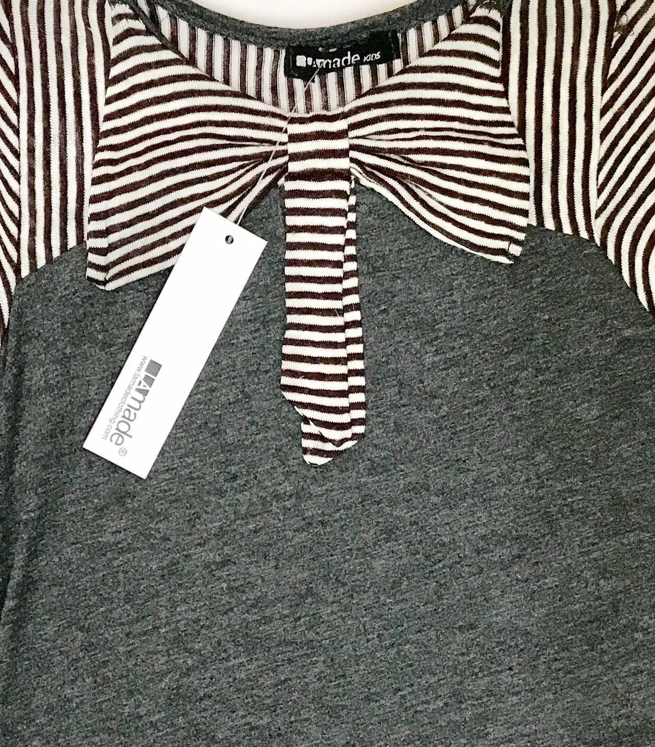 LA MADE KIDS CHARCOAL AND WHITE STRIPED DRESS