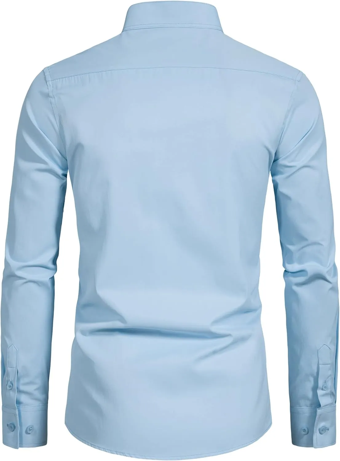 Mens Banded Collar(Mandarin Collar) Long Sleeve Casual Solid Fancy Dress Shirts