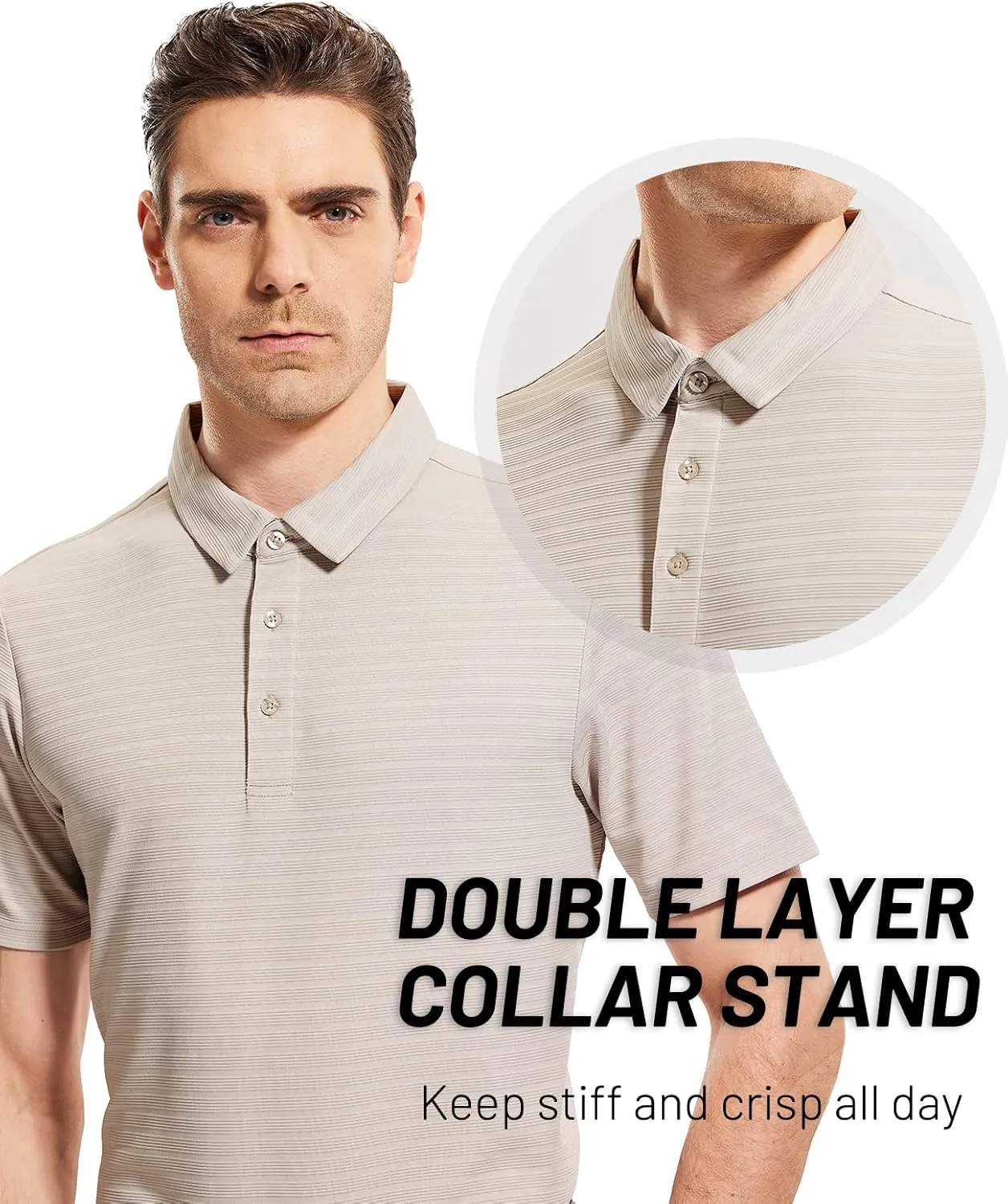 MIER Men's Quick Dry Golf Polo Shirts Short Sleeve Lightweight Casual Shirts Soft Polyester Collared Shirt
