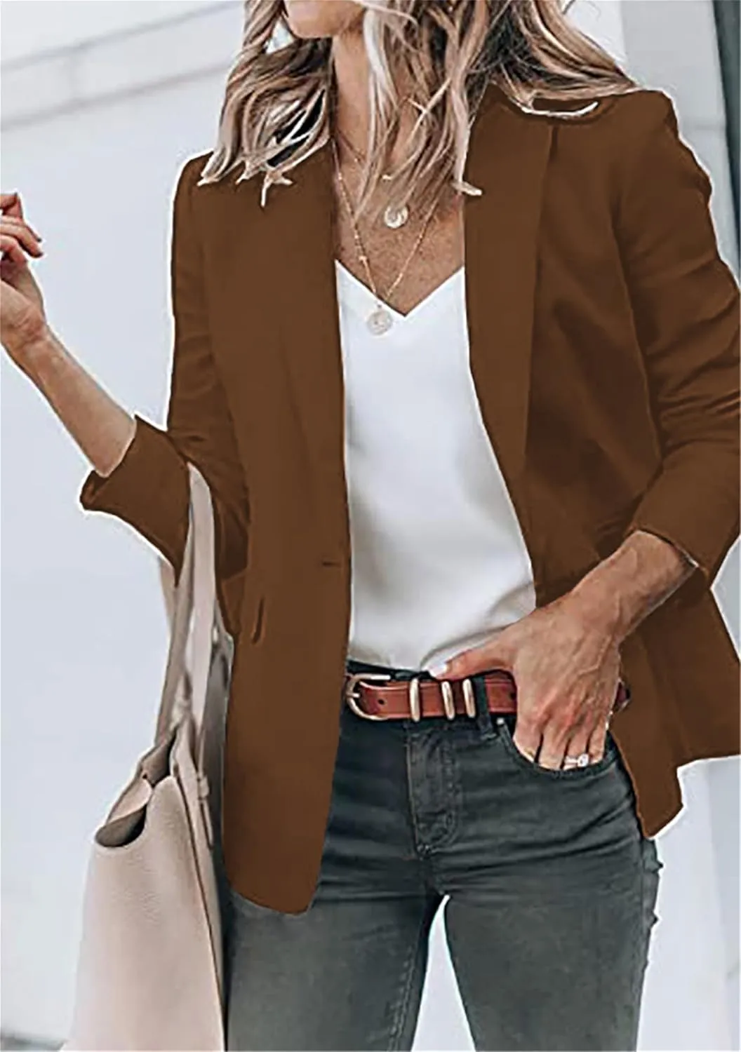 OMZIN Women's Business Stylish Modern Blazer Tailored Affordable Cardigan Vibrant Dressy Jackets