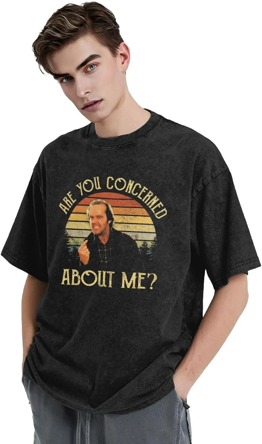 Shirt Men's Oversized Loose Fit Vintage Washed Cotton Casual T-Shirts
