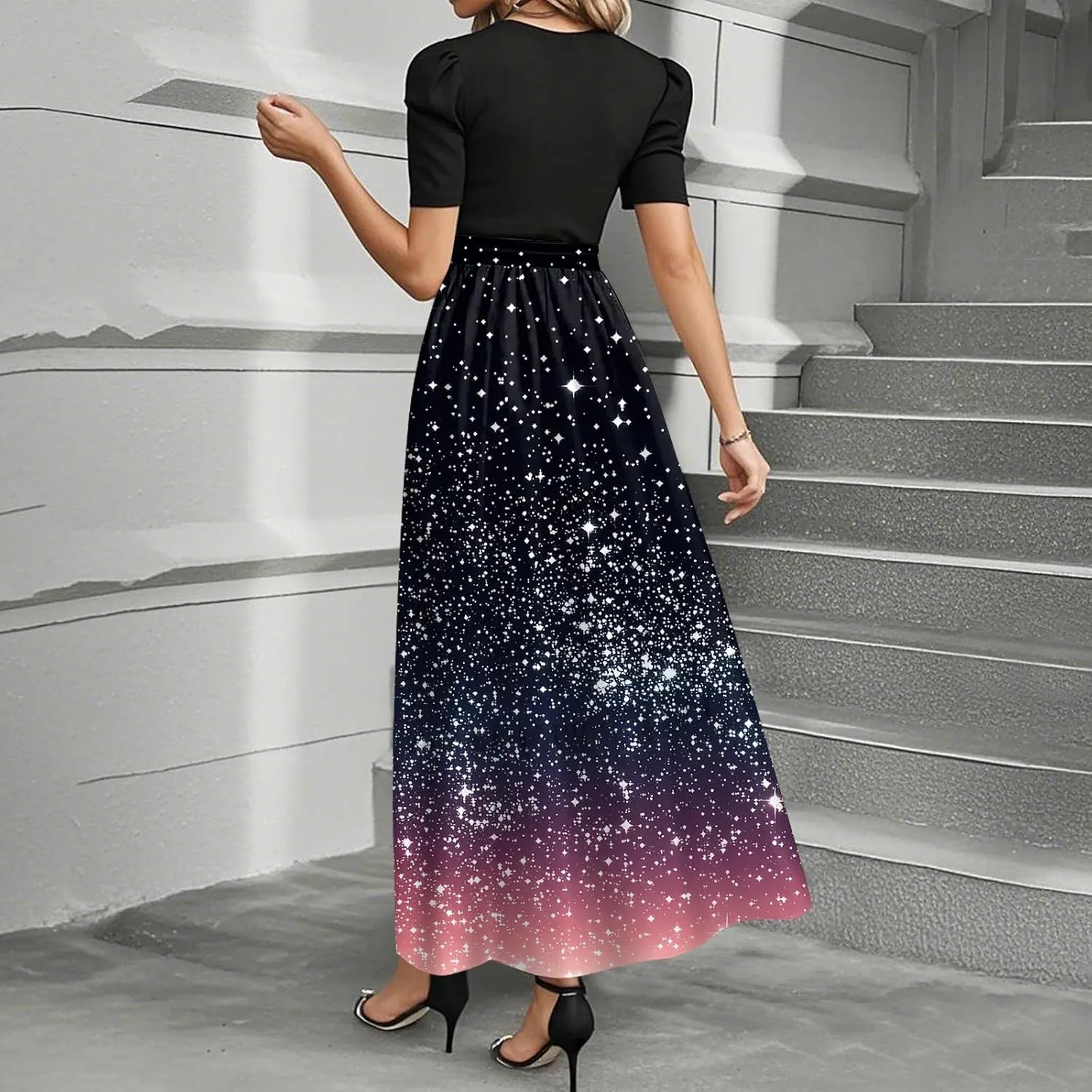 Summer Beach Vacation Clothes Spring Dresses for Women 2025 Short Sleeve Trendy Wedding Guest Maxi Dresses
