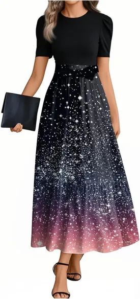 Summer Beach Vacation Clothes Spring Dresses for Women 2025 Short Sleeve Trendy Wedding Guest Maxi Dresses