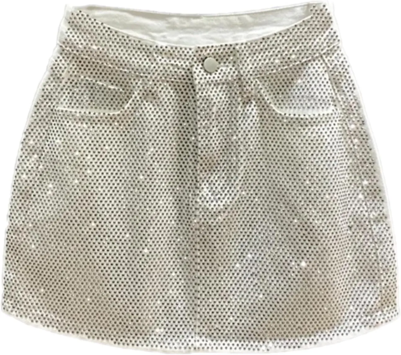 Women Denim Skirt Full Diamond Slim High Waist A-line Wrap Hip Mini Skirts Summer