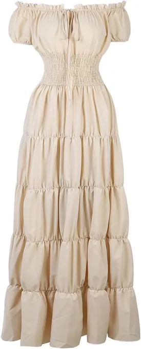 Women Medieval Costume Renaissance Chemise Pirate Peasant Wench Boho Irish Over Dress