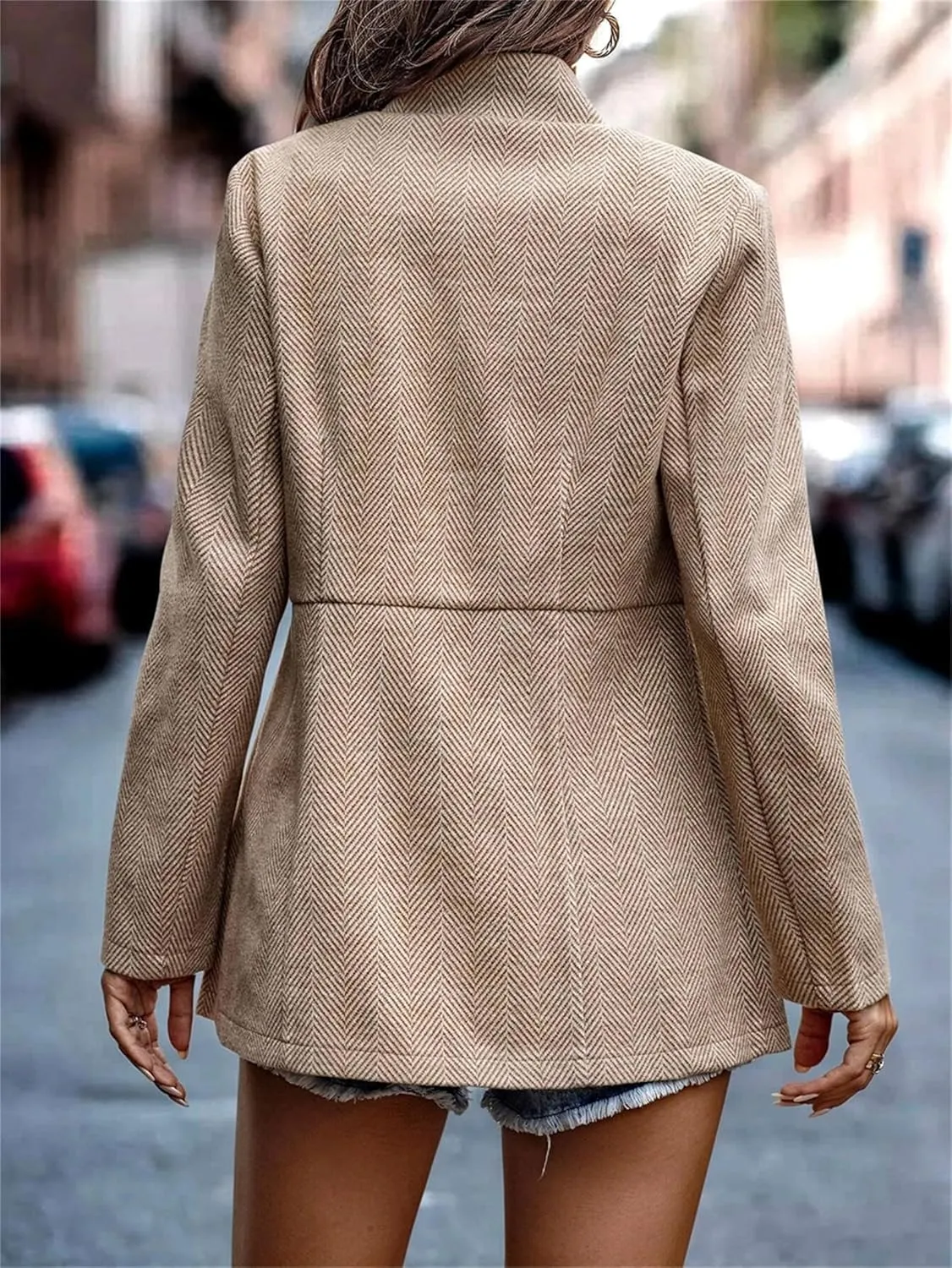 Women's Casual Business Open Front Long Sleeve Notch Lapel Office Blazer Jacket