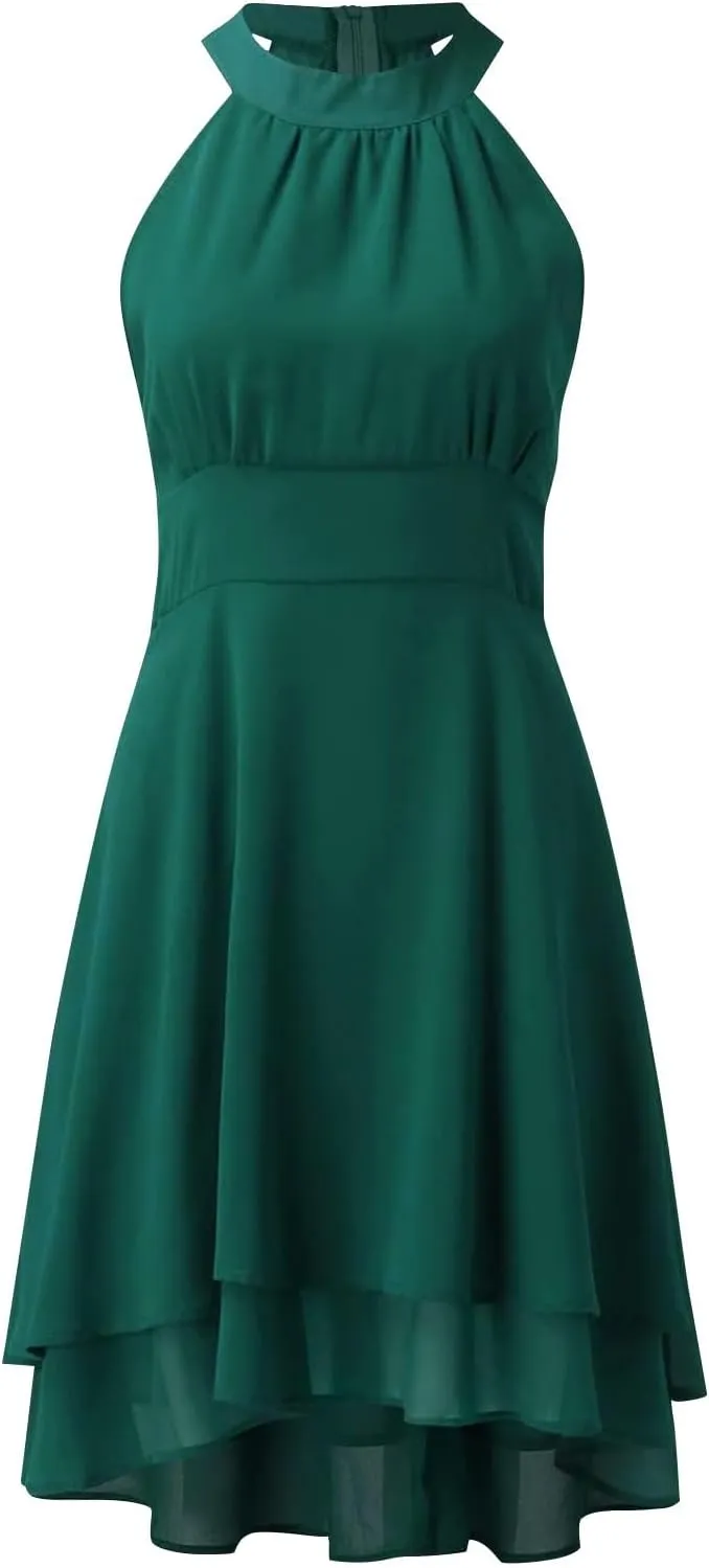 Women's Cocktail Dresses Sexy Elegant Trendy Solid Color Cold Shoulder Prom Party Midi Dress, S-5XL