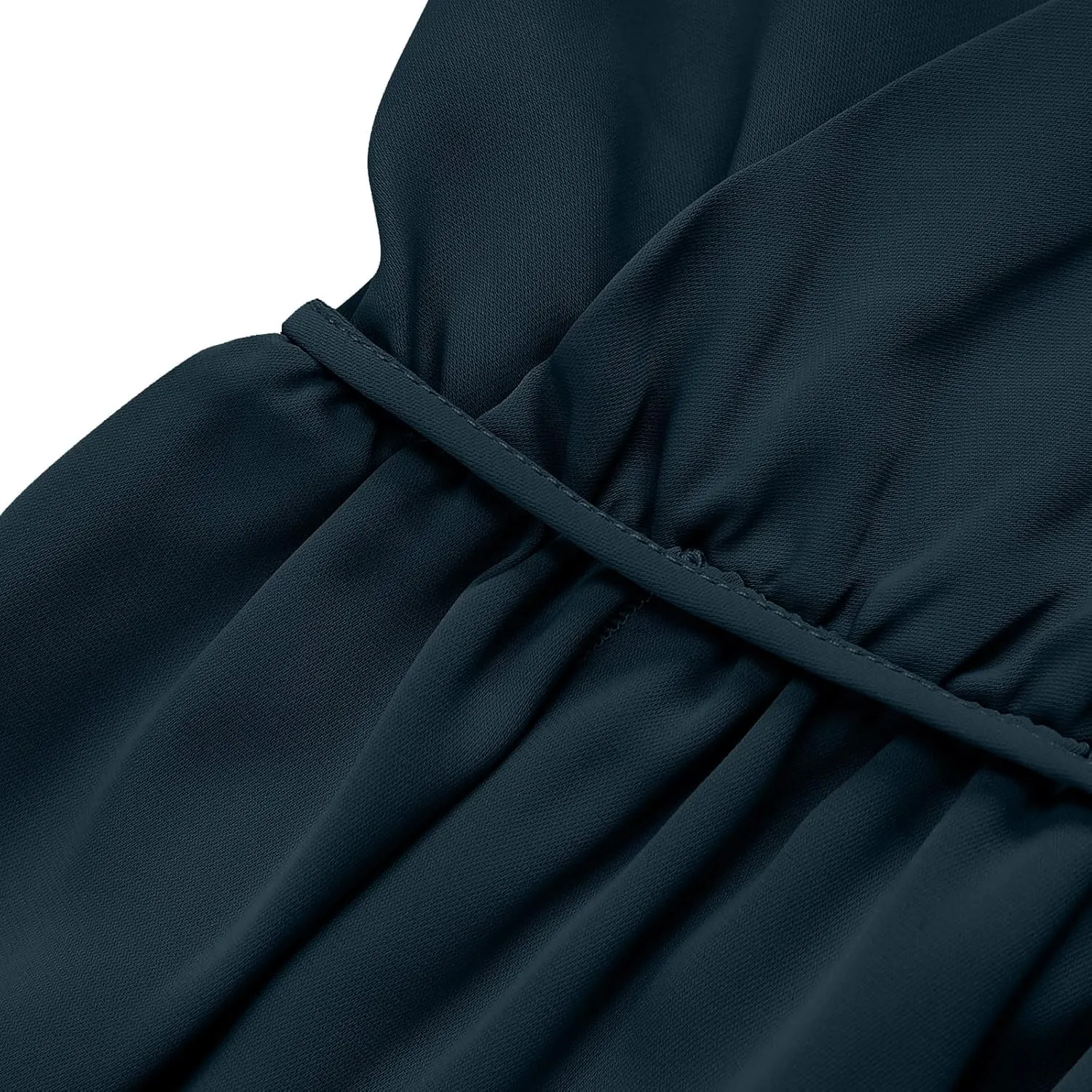 Women's Spaghetti Strap Ruched Wrap Tie Waist Pleated Front Split A Line Midi Dress Summer Cocktail Wedding Guest Dress