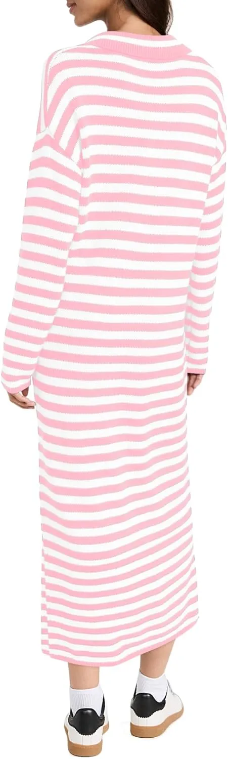 Yousify Sweater Dress for Women Long Sleeve Striped Color Block V Neck Casual Fall Dresses XS-XL